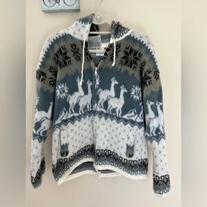 Yari Artisanias Wool Full Zip Sweater Size XS Blue